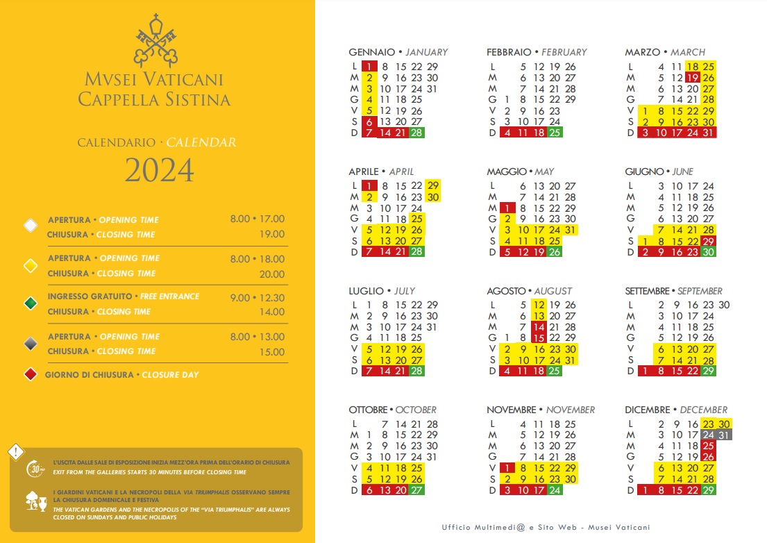 Divulgação - Calendário Museus do Vaticano 2024